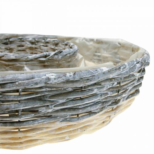 Krążek roślinny wierzba naturalna miska na rośliny Ø44/38cm zestaw 2 szt. bielone
