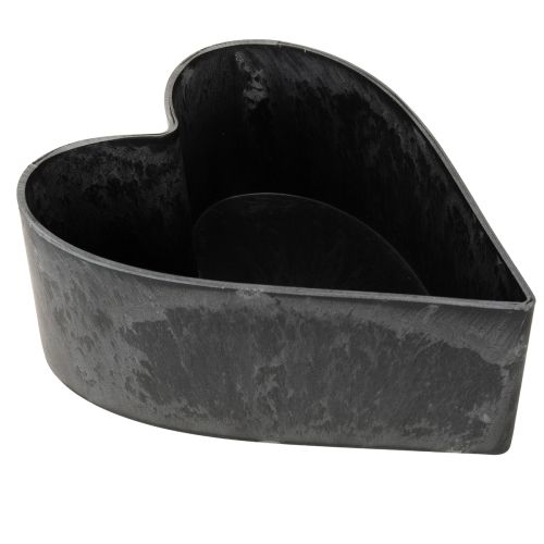 Doniczka na rośliny serce dekoracyjna plastikowa miska antracytowa 13×16×6,5cm