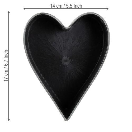 Produkt Doniczka na rośliny serce dekoracyjna plastikowa miska antracytowa 13×16×6,5cm
