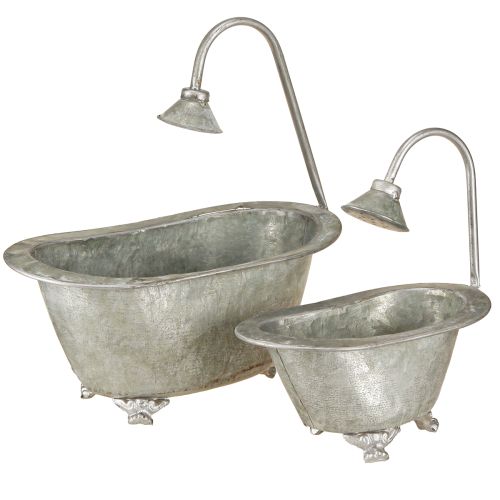 Floristik24 Miniaturowa metalowa misa na rośliny 22,5 cm/27,5 cm, zestaw 2 sztuk