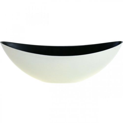 Floristik24 Miska roślinna owalna miska dekoracyjna Jardiniere kremowo-biała 39×12×13cm