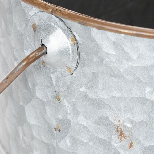 Produkt Doniczka z uchwytem, metalowa, srebrna, brązowa, wys. 22/20 cm, dł. 42/40 cm, zestaw 2 szt.