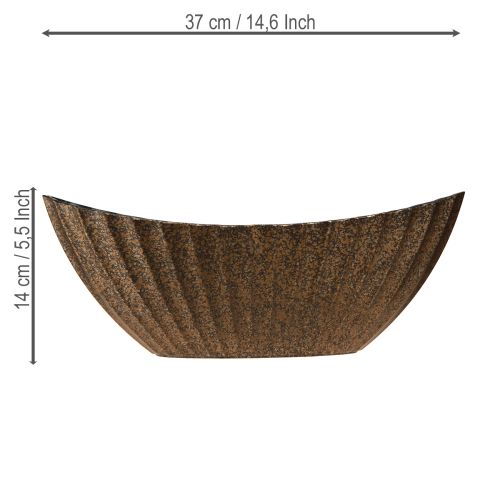 Floristik24 Donica owalna z rowkami łódka antracytowo-złota 36cm