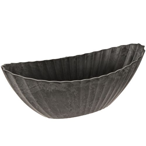 Donica owalna z rowkami łódka antracyt 36cm