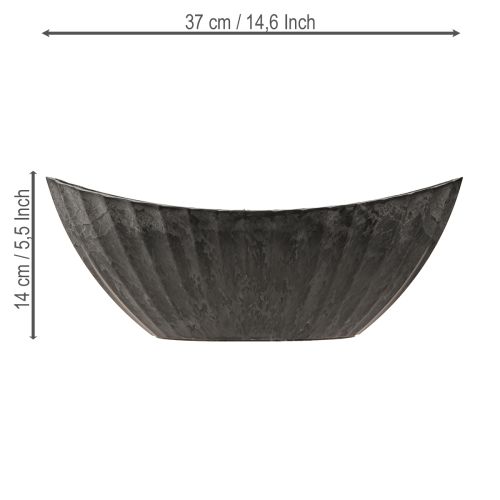 Floristik24 Donica owalna z rowkami łódka antracyt 36cm