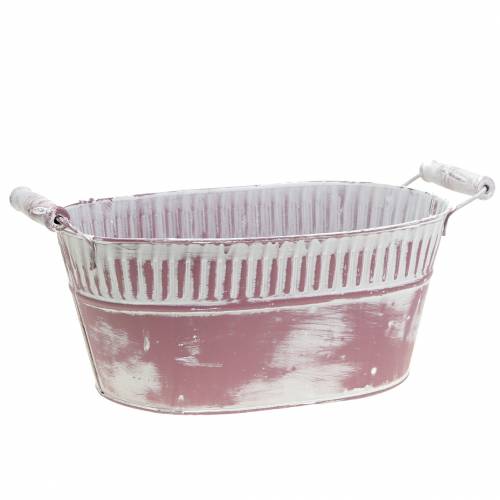 Floristik24 Planter Bowl Oval Purple White Washed 28cm x 17cm H12cm