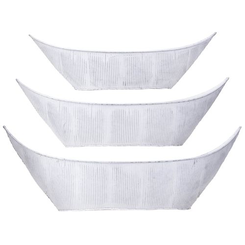 Produkt Donica na rośliny łódka metalowa biało-srebrna 54,5/48/42cm zestaw 3 szt.