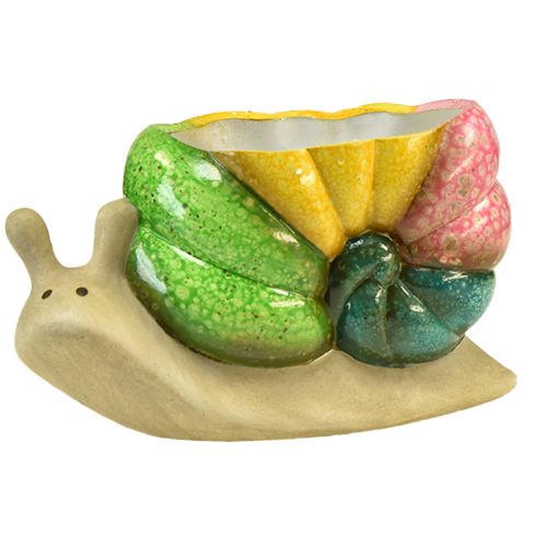 Dekoracyjna donica ceramiczna w kształcie ślimaka w kolorze 19cmx8,5cmx11cm