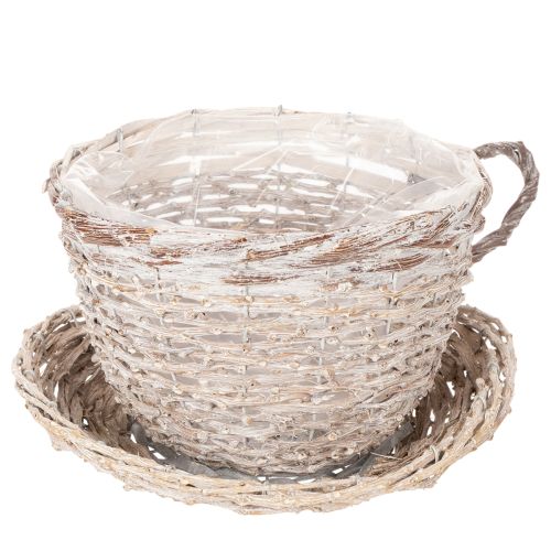 Filiżanka koszykowa ze spodkiem, dekoracja stołu, duża, 34cm kupić | Floristik24.pl