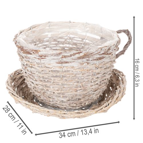 Filiżanka koszykowa ze spodkiem, dekoracja stołu, duża, 34cm | Floristik24.pl
