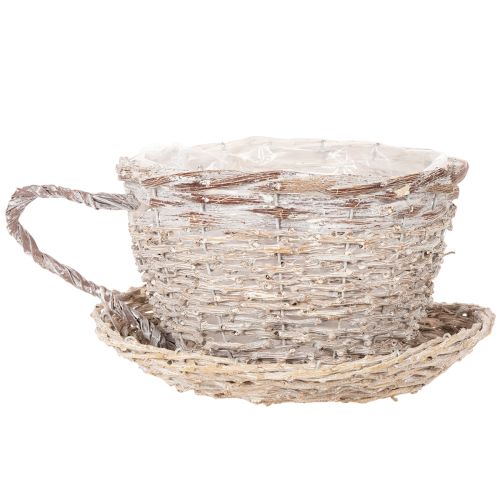 Filiżanka koszykowa ze spodkiem, dekoracja stołu, duża, 34cm | Floristik24.pl