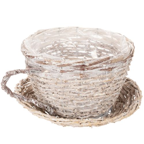 Filiżanka koszykowa ze spodkiem, dekoracja stołu, duża, 34cm | Floristik24.pl