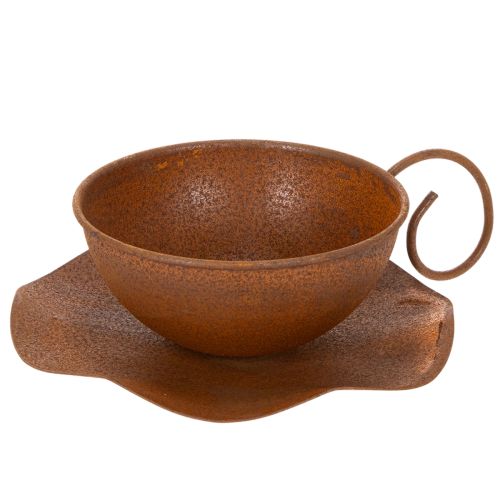 Produkt Doniczka z podstawką, wykończenie rdzawe, Ø19,5 cm, wys. 8 cm