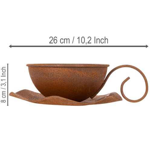 Doniczka z podstawką, wykończenie rdzawe, Ø19,5 cm, wys. 8 cm | Floristik24.pl