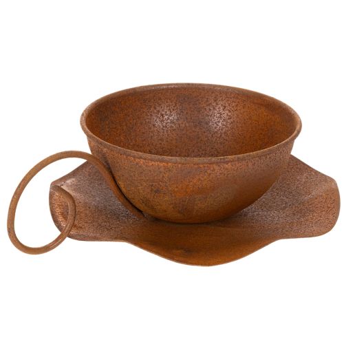 Doniczka z podstawką, wykończenie rdzawe, Ø19,5 cm, wys. 8 cm | Floristik24.pl