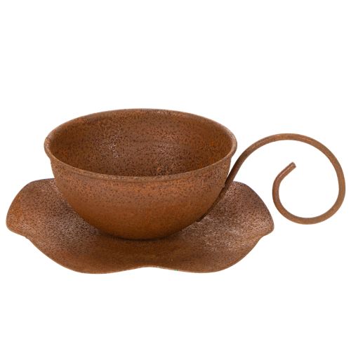 Doniczka i podstawka w kolorze rdzy, Ø17,5 cm, wys. 6 cm | Floristik24.pl