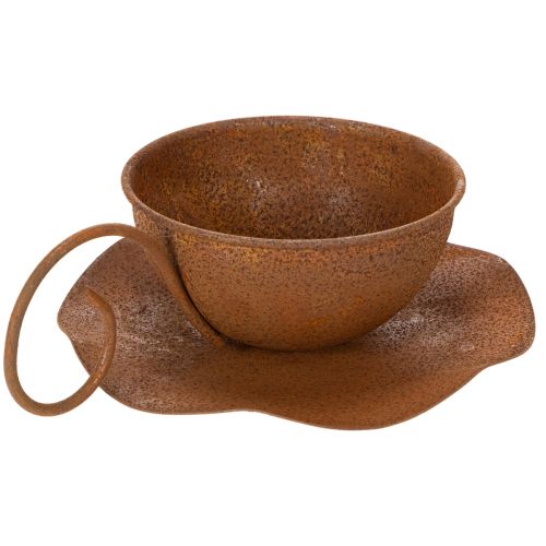 Doniczka i podstawka w kolorze rdzy, Ø17,5 cm, wys. 6 cm | Floristik24.pl