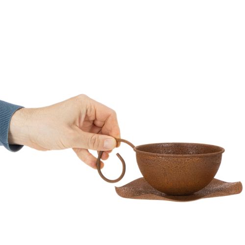 Doniczka i podstawka w kolorze rdzy, Ø17,5 cm, wys. 6 cm | Floristik24.pl