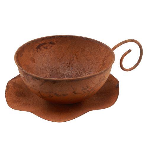 Floristik24 Kubek na roślinę ze spodkiem doniczka rdza Ø19,5cm W8cm