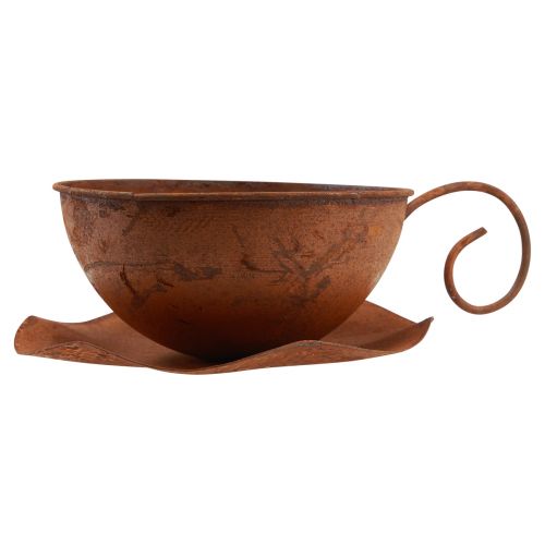 Floristik24 Kubek na roślinę ze spodkiem doniczka rdza Ø19,5cm W8cm