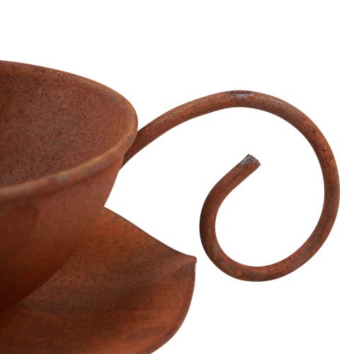 Floristik24 Kubek na roślinę ze spodkiem vintage rdza Ø17,5cm W6cm