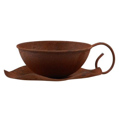 Floristik24 Kubek na roślinę ze spodkiem vintage rdza Ø17,5cm W6cm