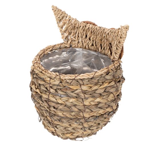 Ręcznie tkany koszyk z sową, ozdoba na parapet, 18 cm | Floristik24.pl