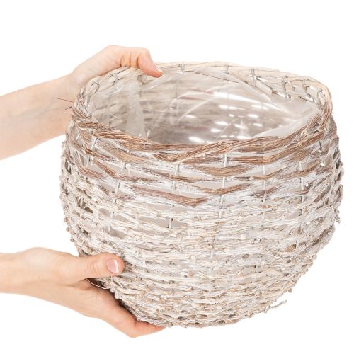 Okrągły pleciony kosz, duży dekoracyjny kosz do sadzenia, 23 cm | Floristik24.pl