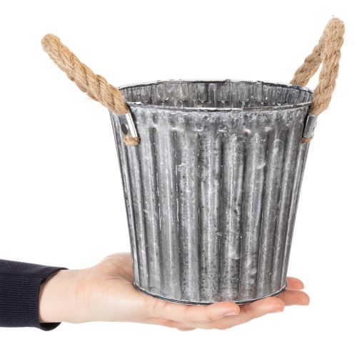 Doniczka metalowa, doniczka dekoracyjna z uchwytami, doniczka, podstawka pod doniczkę Ø16,5 cm | Floristik24.pl