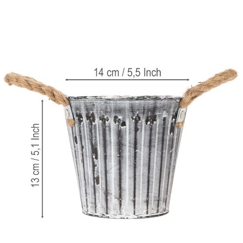 Doniczka z uchwytami, metalowa, dekoracyjna do sadzenia Ø14,5cm | Floristik24.pl