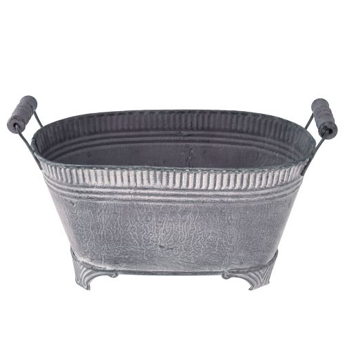 Floristik24 Doniczka Owalna Doniczka Metalowa Stopka Fioletowo-Biała L28cm