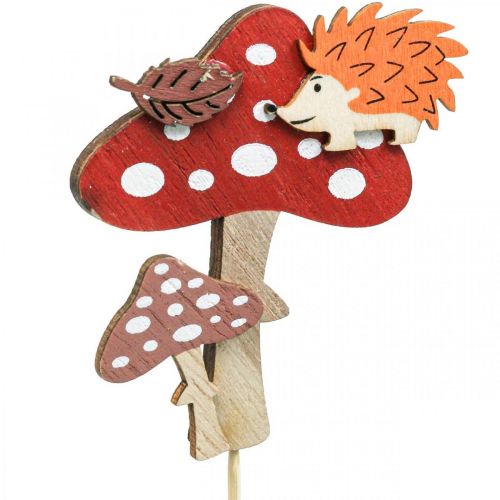 Produkt Kwiatowy patyczek Muchomor czerwony dekoracja Jeż jesienna dekoracja 8cm 12 szt