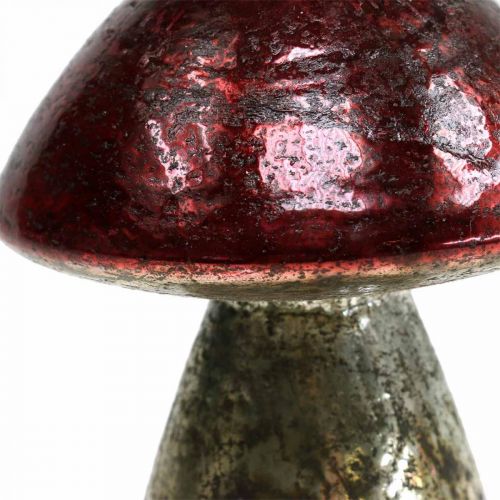 Floristik24 Deco grzyby szkło czerwone vintage dekoracja jesienna Ø9cm W13,5cm 2szt