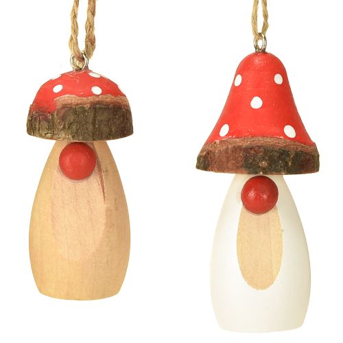 Produkt Grzybki do zawieszania drewniane białe, brązowe różne 6,5/8cm 8 szt