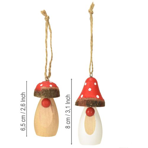 Produkt Grzybki do zawieszania drewniane białe, brązowe różne 6,5/8cm 8 szt