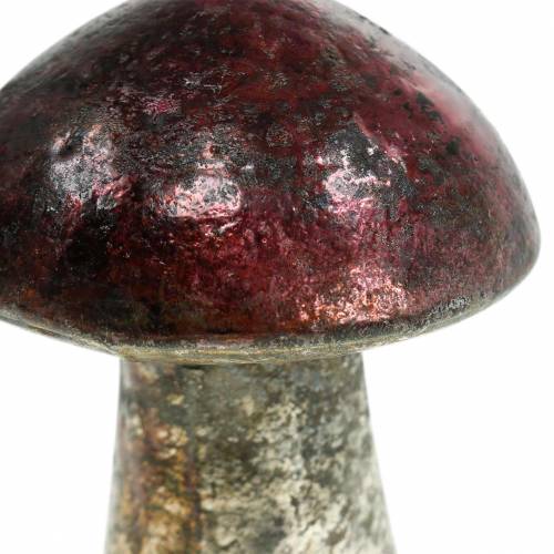 Floristik24 Dekoracyjny Grzybek Metallic Finish Glass Malina, Srebrny H10cm