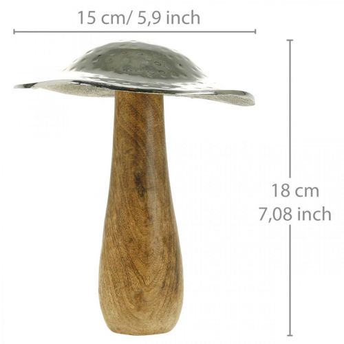 Floristik24 Ozdobny grzyb metal drewno srebrny, natura dekoracyjna figura jesień 18cm