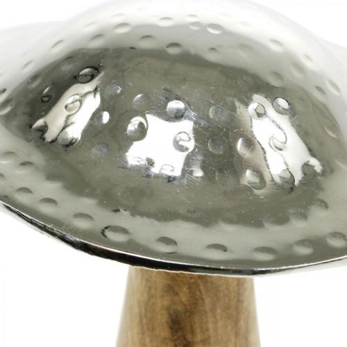 Floristik24 Ozdobny grzyb metal drewno srebrny, natura dekoracyjna figura jesień 18cm