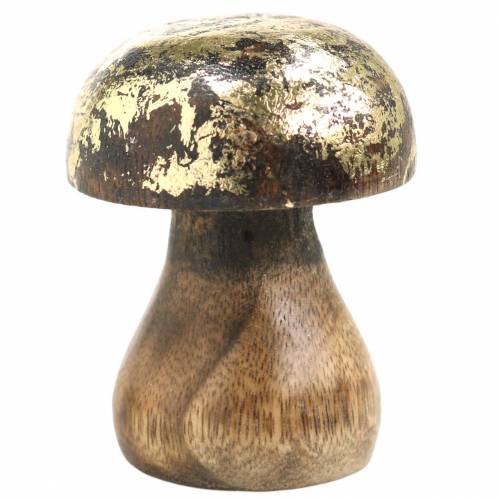 Floristik24 Drewniany Grzybek Złoty, Naturalne Drewno Mango Ø5cm H6,5cm 4szt.