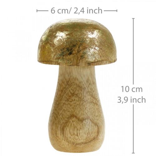 Grzybek Mango Wood Gold, Naturalny Grzybek Dekoracyjny Ø6cm H10cm 4szt.