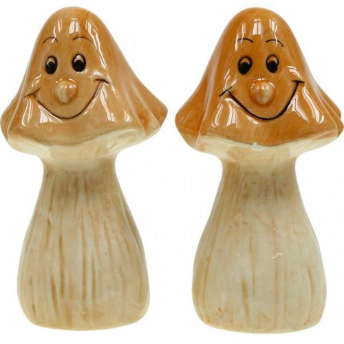 Produkt Dekoracyjne grzyby ceramiczne brązowe jesienne figurki dekoracyjne Ø6cm W10,5cm 3 sztuki