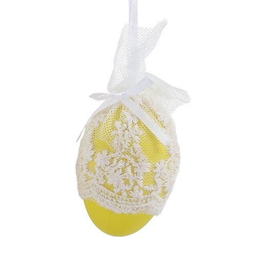 Floristik24 Jajka ozdobne plastikowe z tiulem do zawieszenia 6cm 6szt.
