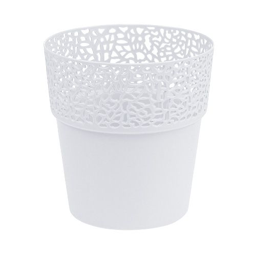 Floristik24 Donica plastikowa biała Ø14,5cm W15,5cm 1 szt