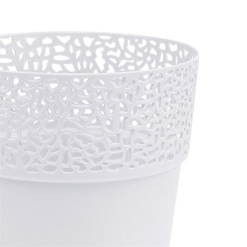 Floristik24 Donica plastikowa biała Ø14,5cm W15,5cm 1 szt
