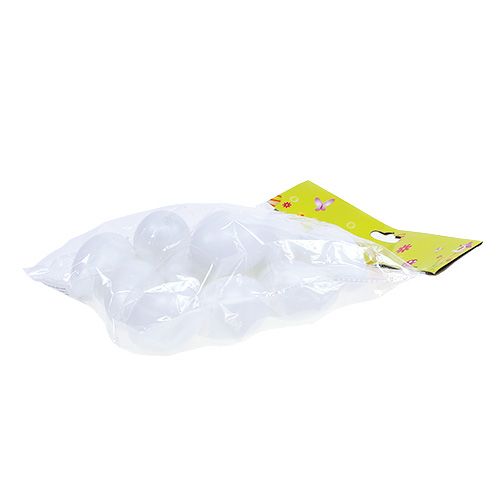 Floristik24 Plastikowe jajko do powieszenia 6cm białe 12szt