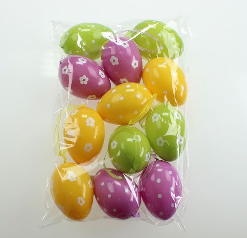 Floristik24 Plastikowe dekoracyjne wiszące jajka wielkanocne 9cm 12szt.