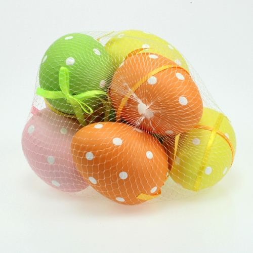 Produkt Różne plastikowe jajka w kropki. 9,5cm 8szt