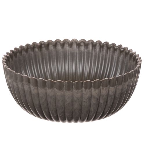 Miska żebrowana, antracytowa, dekoracyjna, okrągła, 15cm, 2 sztuki