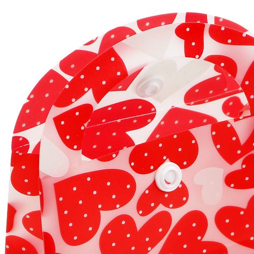Floristik24 Torebka foliowa wzór serce 9cm x 9,5cm x 3,5cm 10szt.
