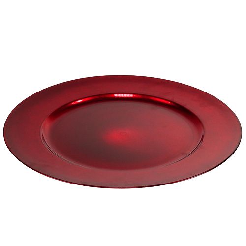 Floristik24 Plastikowy talerz Ø33cm czerwony z efektem glazury